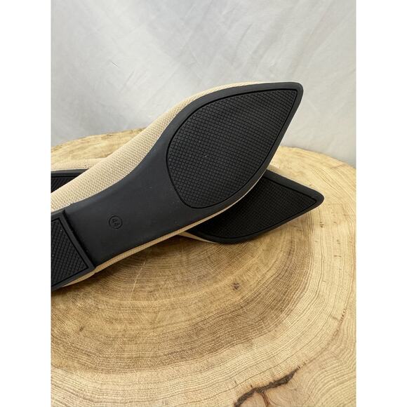 Beige with Blue Knit Pointed Ballerina Flats - Size 11.5 - Picture 10 of 11